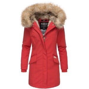 NAVAHOO Damen stylischer Wintermantel Winterparka mit Kunstfell-Kapuze Cristal