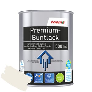 toom Premium-Buntlack 'Bergkristall' cremeweiß seidenmatt 500 ml