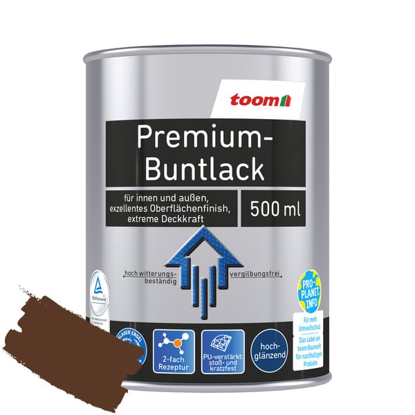 Bild 1 von toom Premium-Buntlack nussbraun glänzend 500 ml