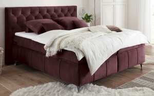 ED Lifestyle - Boxspringbett Pembroke 8, aubergine, 180 × 200 cm