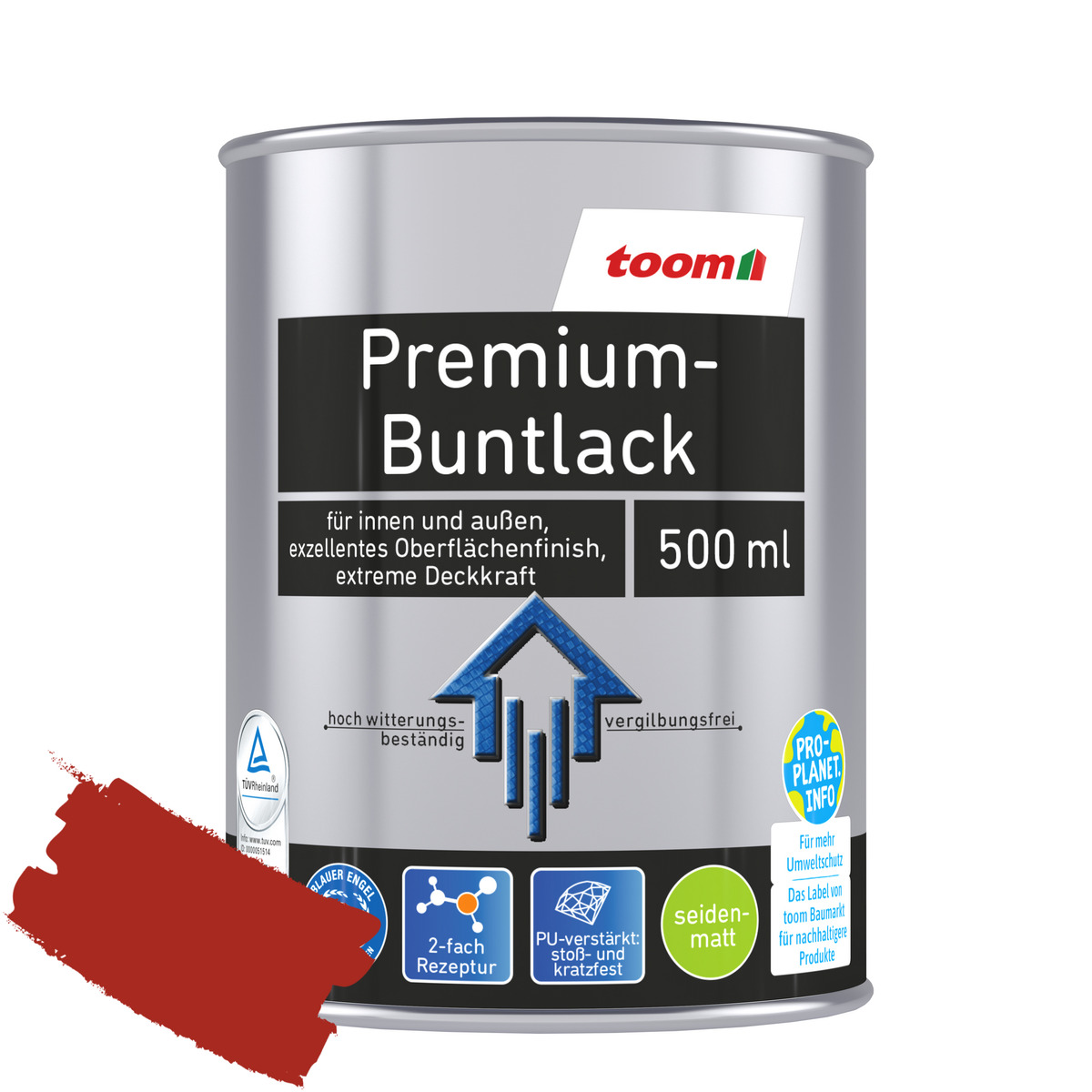 Bild 1 von toom Premium-Buntlack feuerrot seidenmatt 500 ml