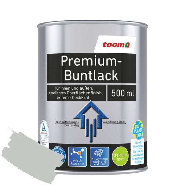 Bild 1 von toom Premium-Buntlack lichtgrau seidenmatt 500 ml