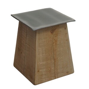 Hocker MCW-L76, Sitzhocker Holzhocker, Industrial Massiv-Holz MVG-zertifiziert, natur mit Metall-Optik