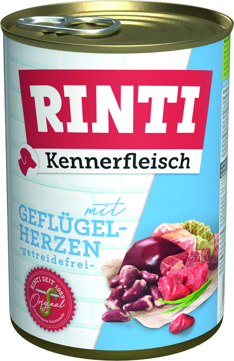 Bild 1 von Rinti Kennerfleisch Adult Geflügelherzen 400 g bei Kartonabnahme