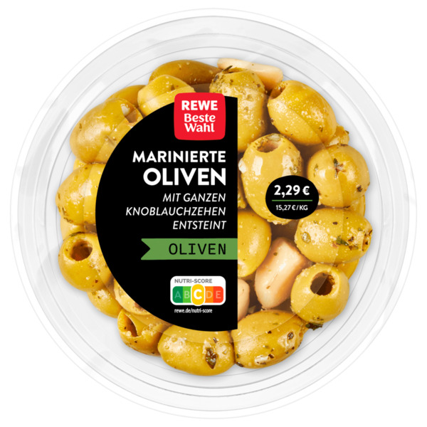 Bild 1 von REWE Beste Wahl Marinierte Oliven mit Knoblauch 150g