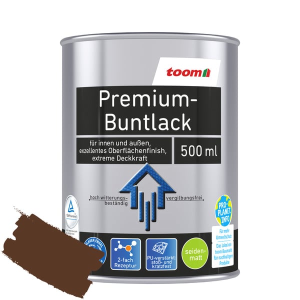 Bild 1 von toom Premium-Buntlack nussbraun seidenmatt 500 ml