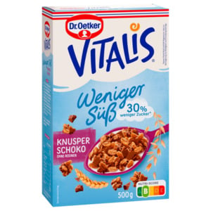 Dr. Oetker Vitalis Knusper Schoko weniger süß 500g