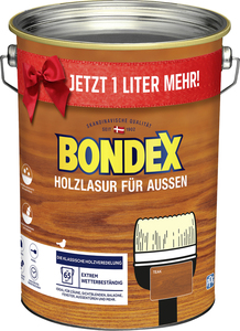 Bondex Holzlasur für Aussen 4+1 l teak Jetzt 1 L mehr !