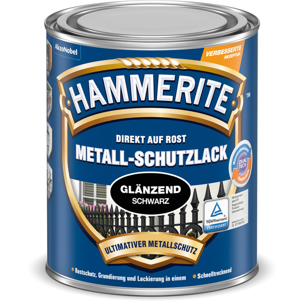 Bild 1 von Hammerite Metallschutzlack schwarz glänzend 250 ml