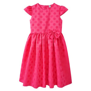 Festliches Mädchen Kleid mit Punkte-Allover PINK