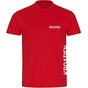 multifanshop® Herren T-Shirt  - Kroatien - Brust & Seite - Druck weiß