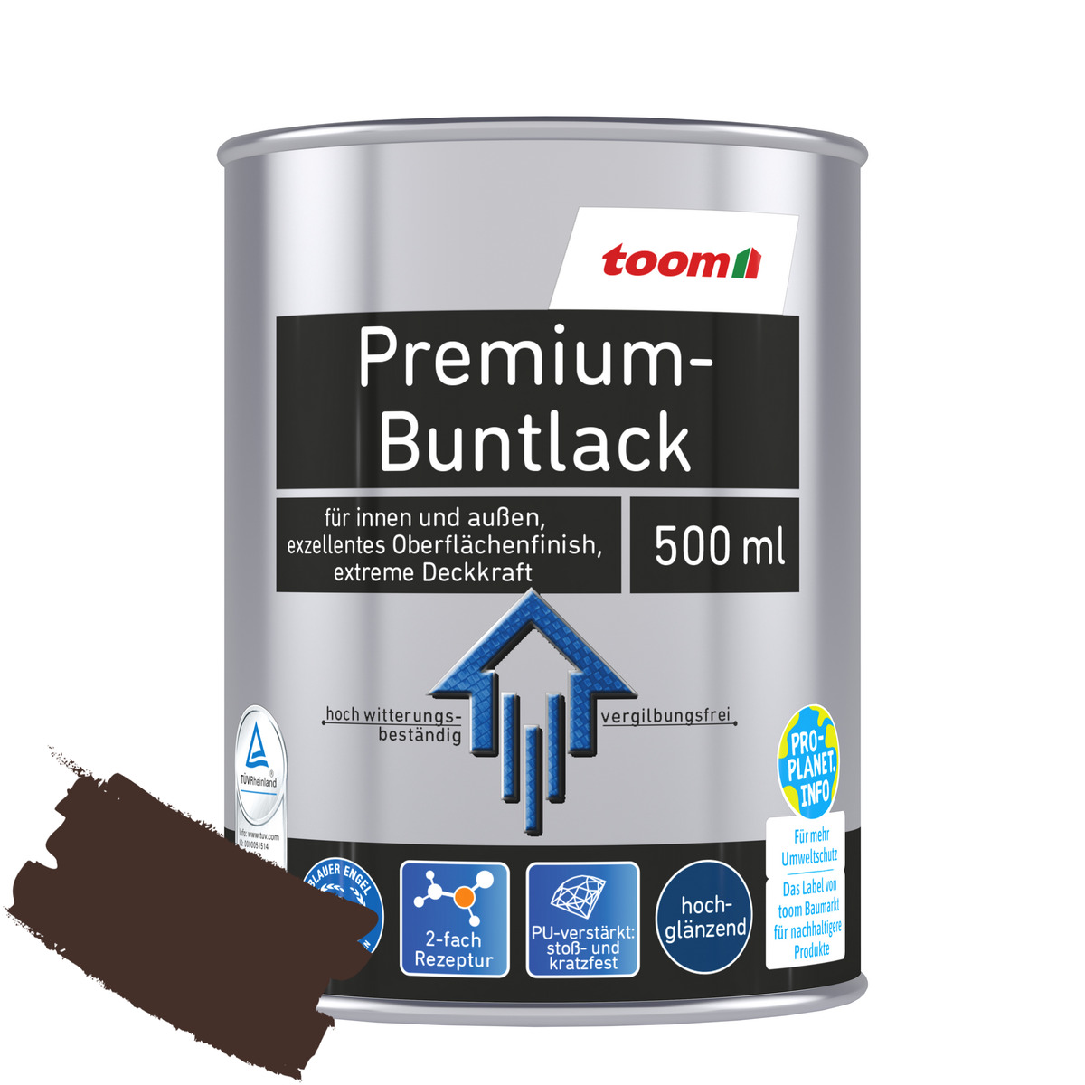 Bild 1 von toom Premium-Buntlack schokobraun glänzend 500 ml