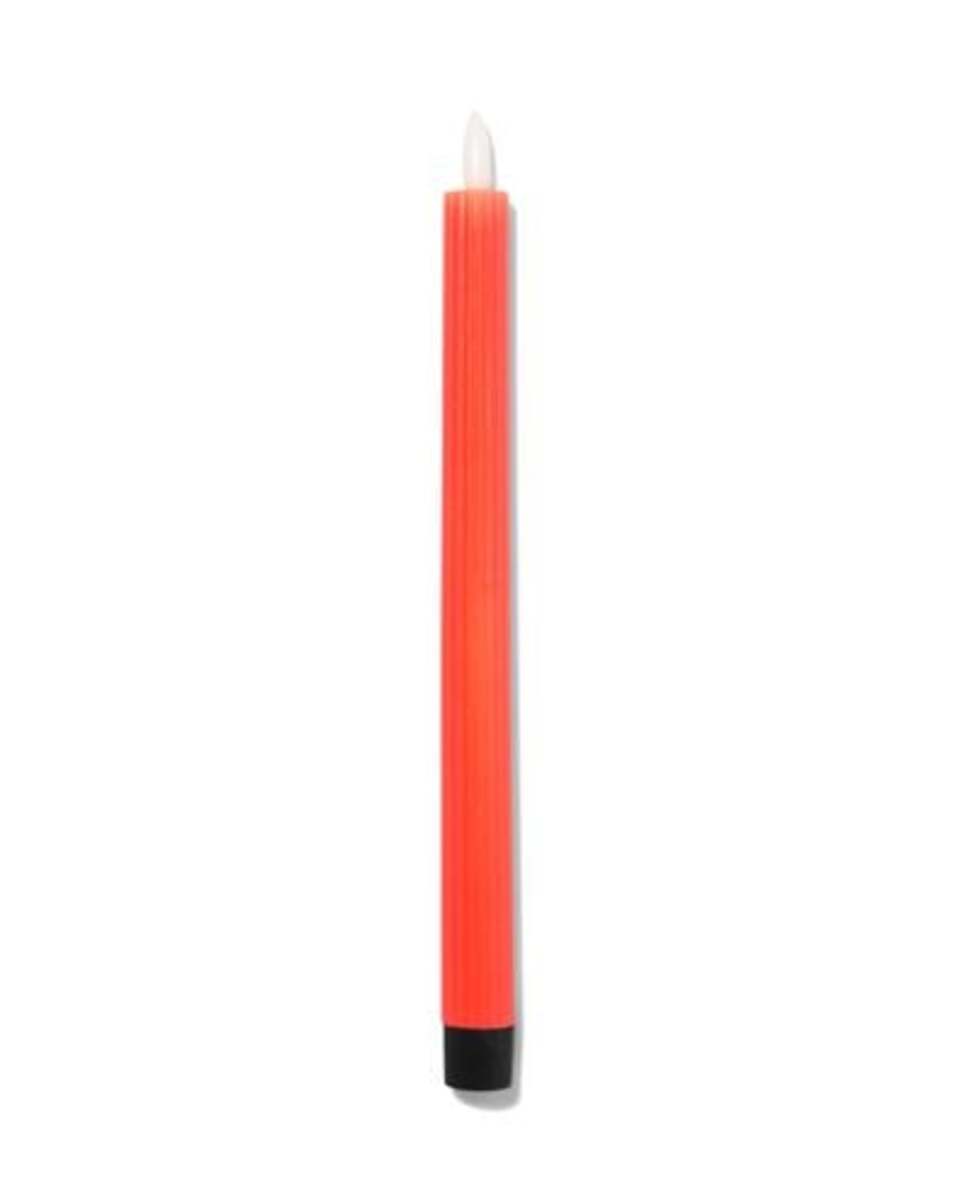 Bild 1 von gerippte LED-Kerze, Kerzenwachs, Ø 2.3 x 28.3 cm, neonorange