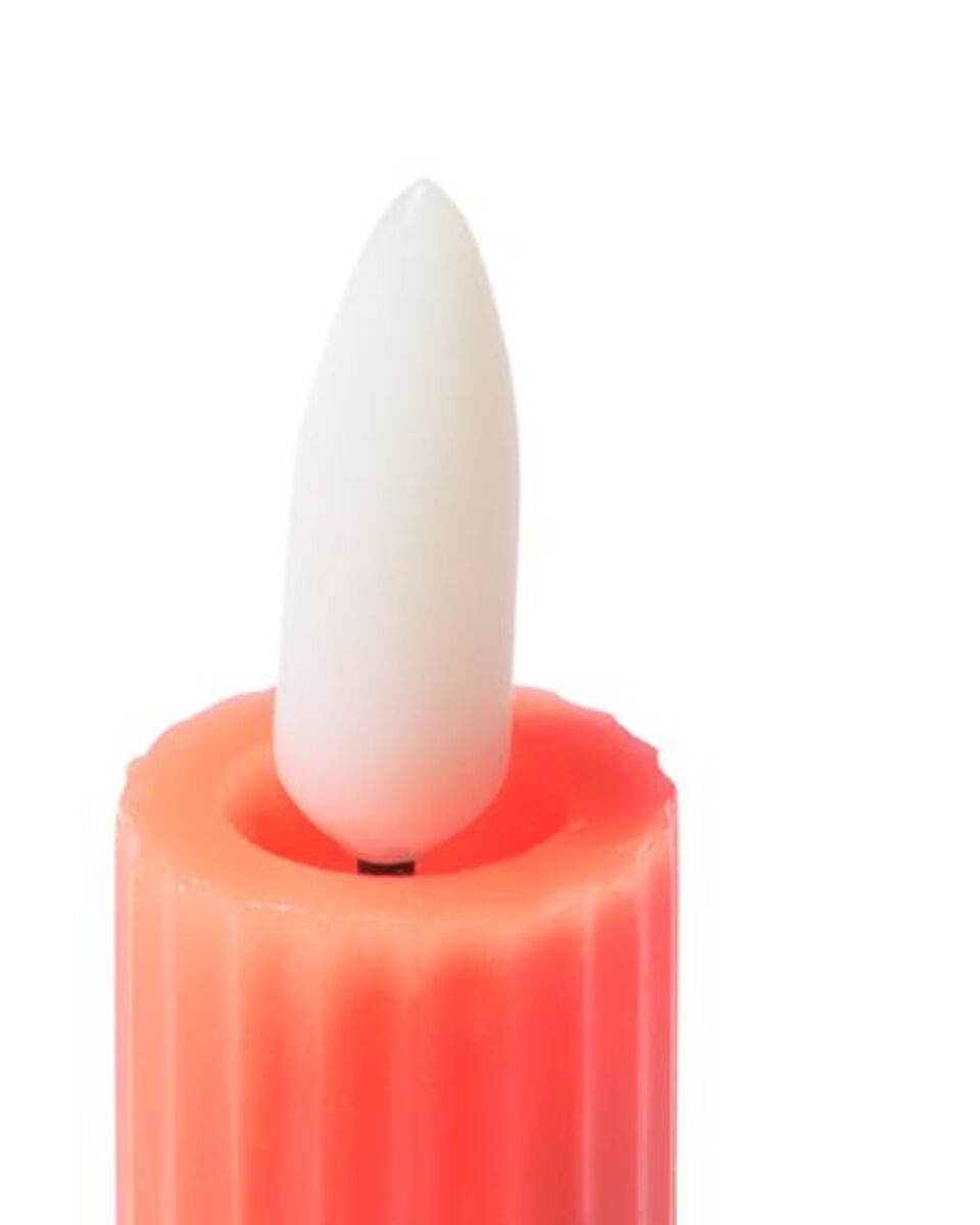 Bild 2 von gerippte LED-Kerze, Kerzenwachs, Ø 2.3 x 28.3 cm, neonorange
