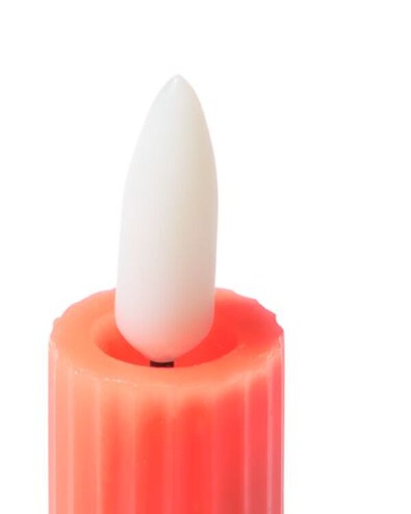 Bild 2 von gerippte LED-Kerze, Kerzenwachs, Ø 2.3 x 28.3 cm, neonorange