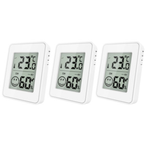 Thermo-Hygrometer, 3er Set, weiß