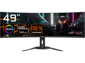 GIGABYTE Aorus CO49DQ 49 Zoll UWQHD Gaming Monitor (0,03 ms Reaktionszeit, 144 Hz), Schwarz