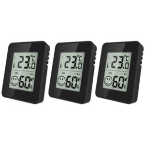 Thermo-Hygrometer, 3er Set, schwarz