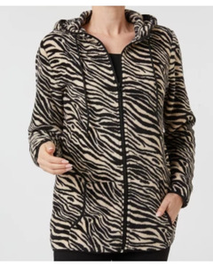 Fleecejacke Zebra, Janina, Kängurutasche, Zebradruck