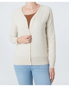 Strickjacke in Melange, Janina, Knopfleiste, Beige melange