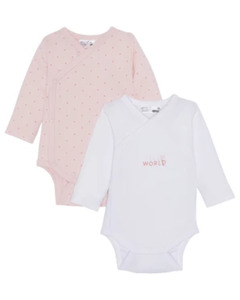 Newborn Wickelbodys, 2er-Pack, Ergee, weiß