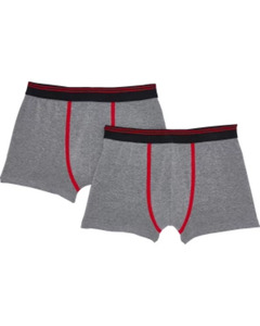 Retro Boxershorts Kontrastnähte, 2er-Pack, X-Mail, grau melange