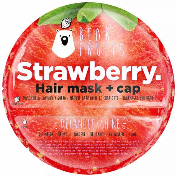 Bild 1 von Bear Fruits Strawberry Entwirren + Glanz Haarmaske mit Haube