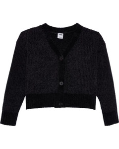 Schwarze Strickjacke, Y.F.K., Knopfleiste, schwarz