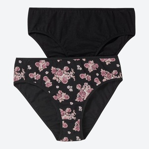 Damen-Rioslip mit Blumen-Motiv, 2er-Pack, Black