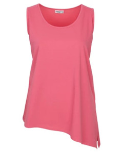 Pinkes Tanktop, Janina curved, asymmetrischer Saum, pink