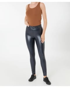 Dunkelblaue Kunstleder-Leggings, Janina, elastischer Bund, dunkelblau