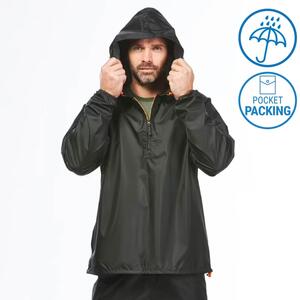 Regenjacke Herren winddicht wasserabweisend 1/2 Zip Wandern - Raincut Schwarz