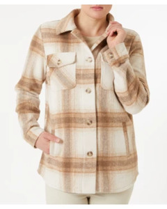Karierte Flanelljacke, Janina, Knopfleiste, natur kariert