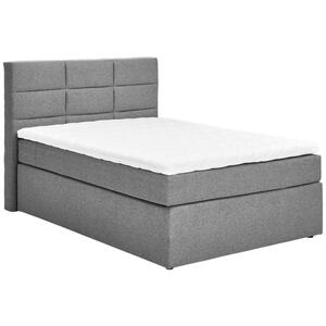 Carryhome Boxspringbett, Grau, Textil, H3, 5-Zonen, Höhe ca. 18 cm, 100x200 cm, Topper durchgehend, in verschiedenen Größen erhältlich, Partnermatratze mit durchgehendem Bezug, Matratze Härtegra