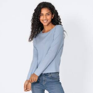 Damen-Langarmshirt in Ripp-Design, Light-blue