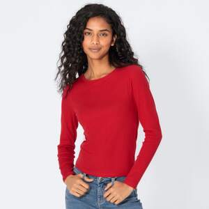 Damen-Langarmshirt in Ripp-Design, Red