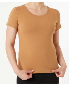 Basic T-Shirt, Janina, Rundhalsausschnitt, softbraun