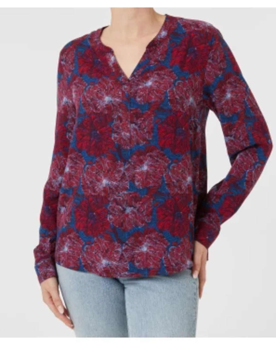 Bild 1 von Bluse mit großen Blumen, Janina, Y-Ausschnitt, Blumendruck