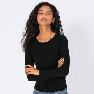 Damen-Langarmshirt in Ripp-Design, Black