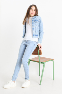 C&A Skinny Jeans-LYCRA®, Blau, Größe: 128