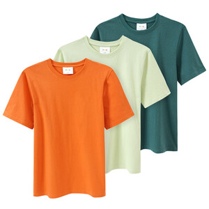 3 Jungen T-Shirts unifarben HELLGRÜN / DUNKELGRÜN / ORANGE