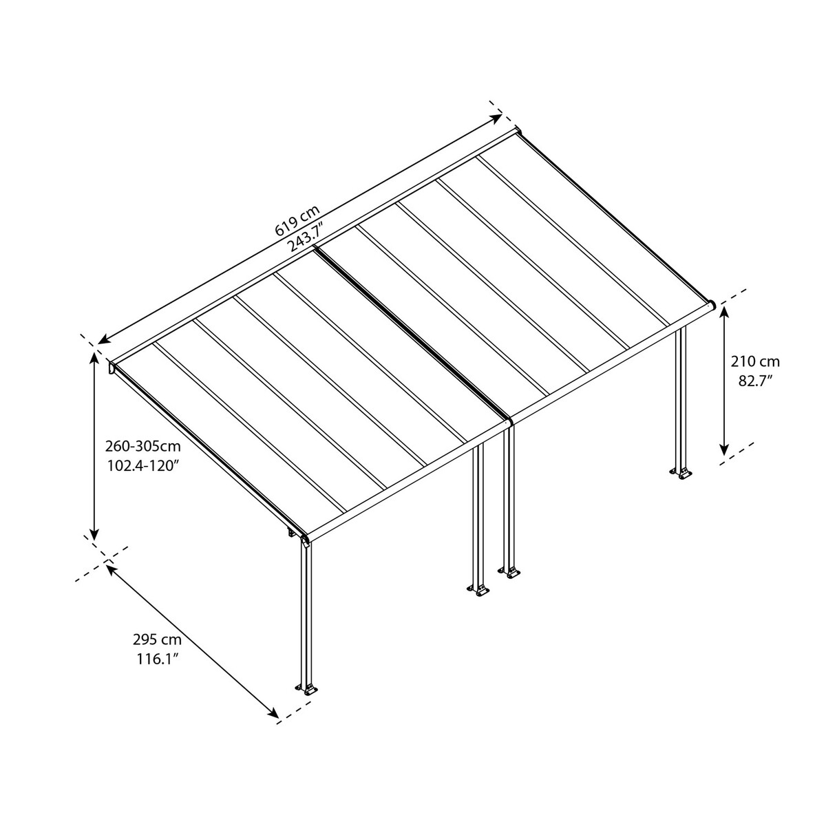 Bild 4 von Palram - Canopia Olympia 3 x 6.1 Terrassenüberdachung Anthrazit klar