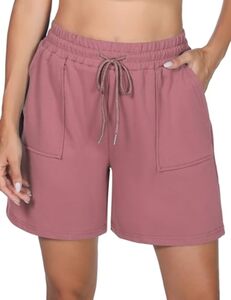 Uniexcosm Kurze Sportshorts Damen Sporthose High Waist Shorts Damen Sommer Shorty mit Taschen und Kordelzug Freizeitshorts für Running Gym Fitness