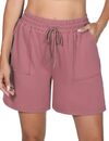 Bild 1 von Uniexcosm Kurze Sportshorts Damen Sporthose High Waist Shorts Damen Sommer Shorty mit Taschen und Kordelzug Freizeitshorts für Running Gym Fitness