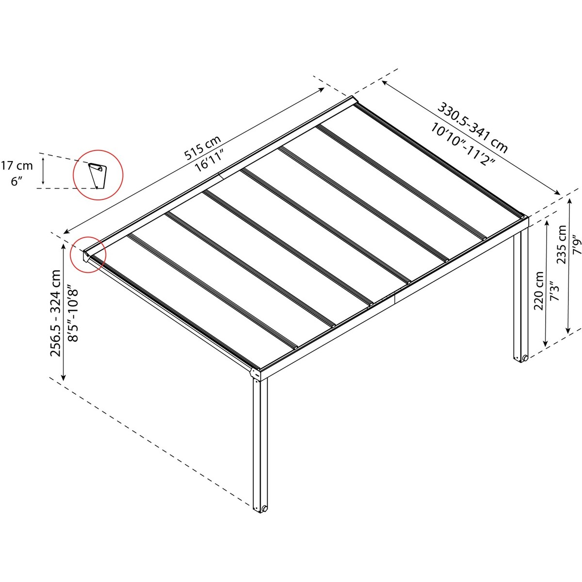 Bild 3 von Palram - Canopia Terrassenüberdachung Stockholm 3,4 m x 5,2 m