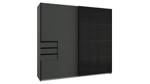 Schwebetürenschrank Glas schwarz - graphit 225 cm - SAIGON