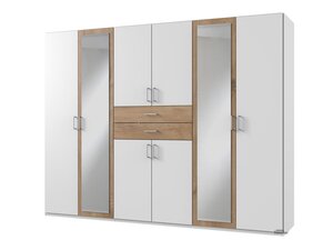 Kleiderschrank Spiegel 270 cm weiß - Plankeneiche - DIVER