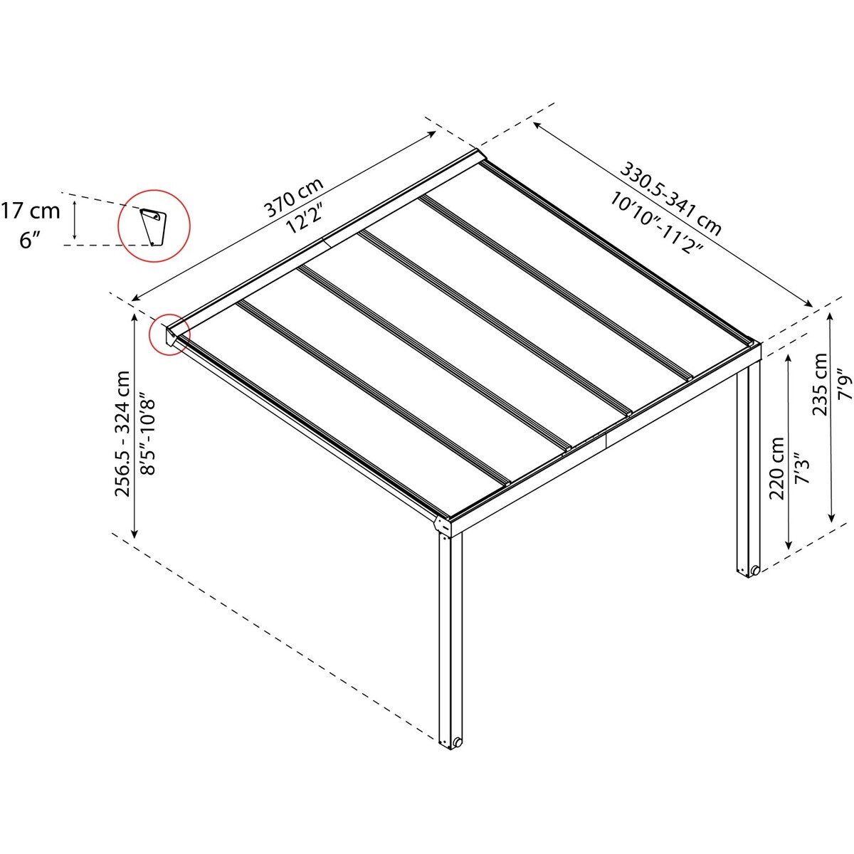 Bild 2 von Palram - Canopia Terrassenüberdachung Stockholm 3,4 m x 3,7 m