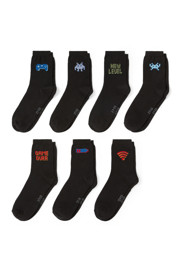 Bild 1 von C&A Multipack 7er-Gaming-Socken mit Motiv, Schwarz, Größe: 31-33