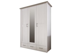 Kleiderschrank mit Spiegel 148 cm Pinie weiß - Trüffel - LUCA